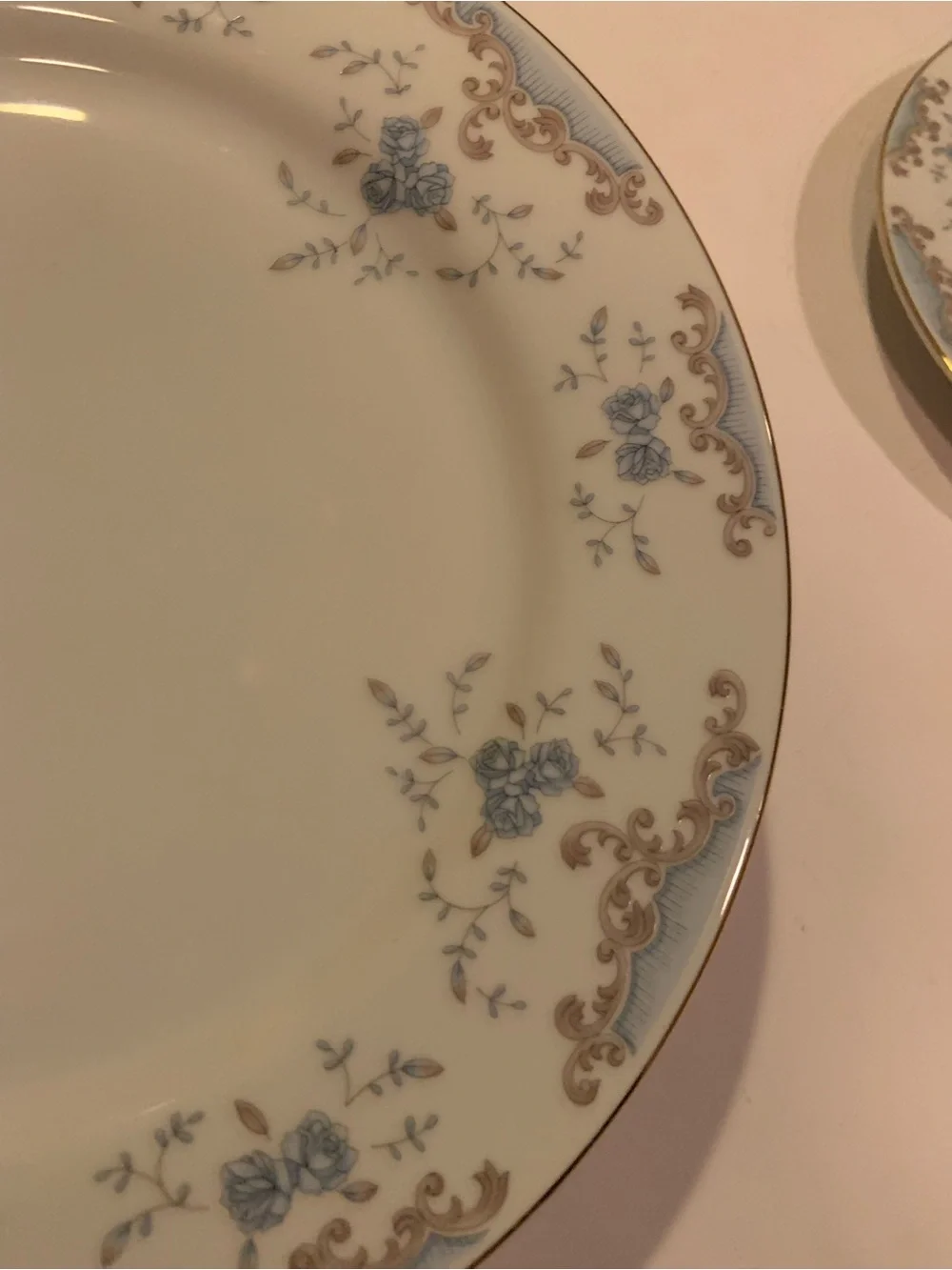 Vintage Imperial China “Seville” Set Of 2 Dinner Plates Blue Gold Trim